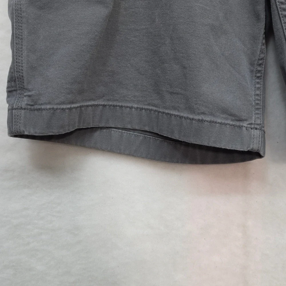 Carhartt Mens Gray Canvas Carpenter Work Shorts Utility Tool Pocket Relaxed 38